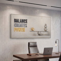 Balance Creates Power – Hand Painted Textured Wall Art with Balancing Stones 55x28inch