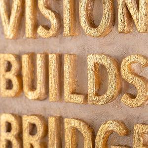 Vision Builds Bridges – Hand Painted 3D Wall Art with a Golden Key Bridge 55x28 inch