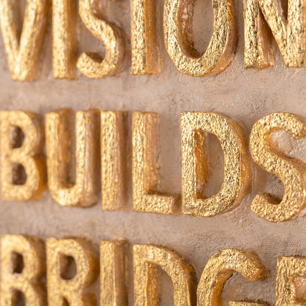 Vision Builds Bridges – Hand Painted 3D Wall Art with a Golden Key Bridge 55x28 inch