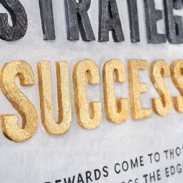 Courage Strategy – handgemaltes Motivationsbild fürs Büro mit 3D-Relief, 140 × 70 cm