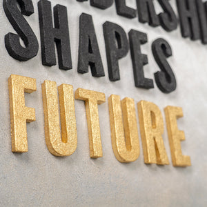 Leadership Shapes Future – handgemaltes Wandbild fürs Büro mit 3D-Relief, 80 × 120 cm