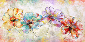 Hand-Painted Acrylic Canvas – "Beautiful Flowers" Colorful Wall Art for Living Room & Kids’ Room