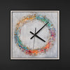 Unique Hand-Painted Wall Clock – Colourful Abstract Ring on Grey, 35×35 cm