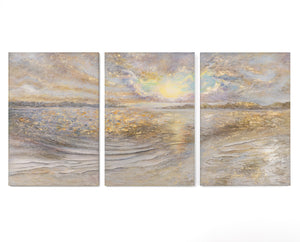 „Meer Dämmerung“ – handgemaltes Triptychon mit Meer und Horizont