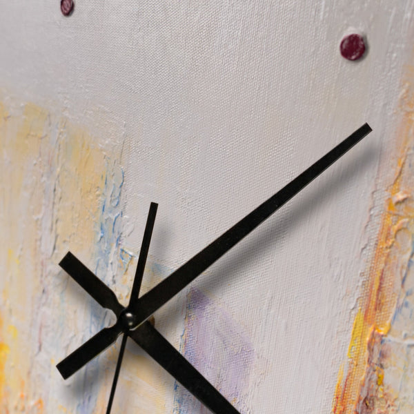 Unique Hand-Painted Wall Clock – Urban Abstract, Ochre & Grey, Black Frame, 35×35 cm