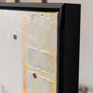 Unique Hand-Painted Wall Clock – Urban Abstract, Ochre & Grey, Black Frame, 35×35 cm