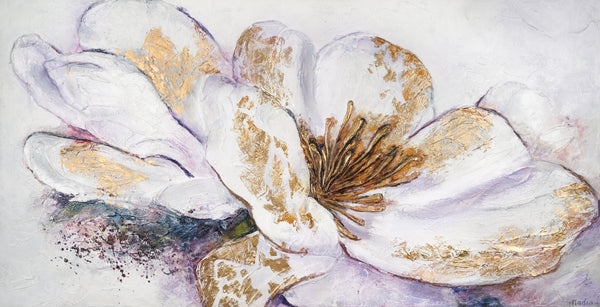 Canvas Painting „Golden Peony“ – Original Hand-Painted Acrylic with Gold Accents