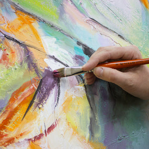 Hand bemalt mit lila und orangenen Tönen