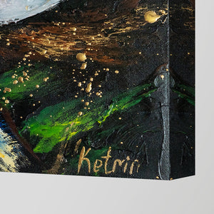 Framed wall painting acrylic flowers "Peonies"