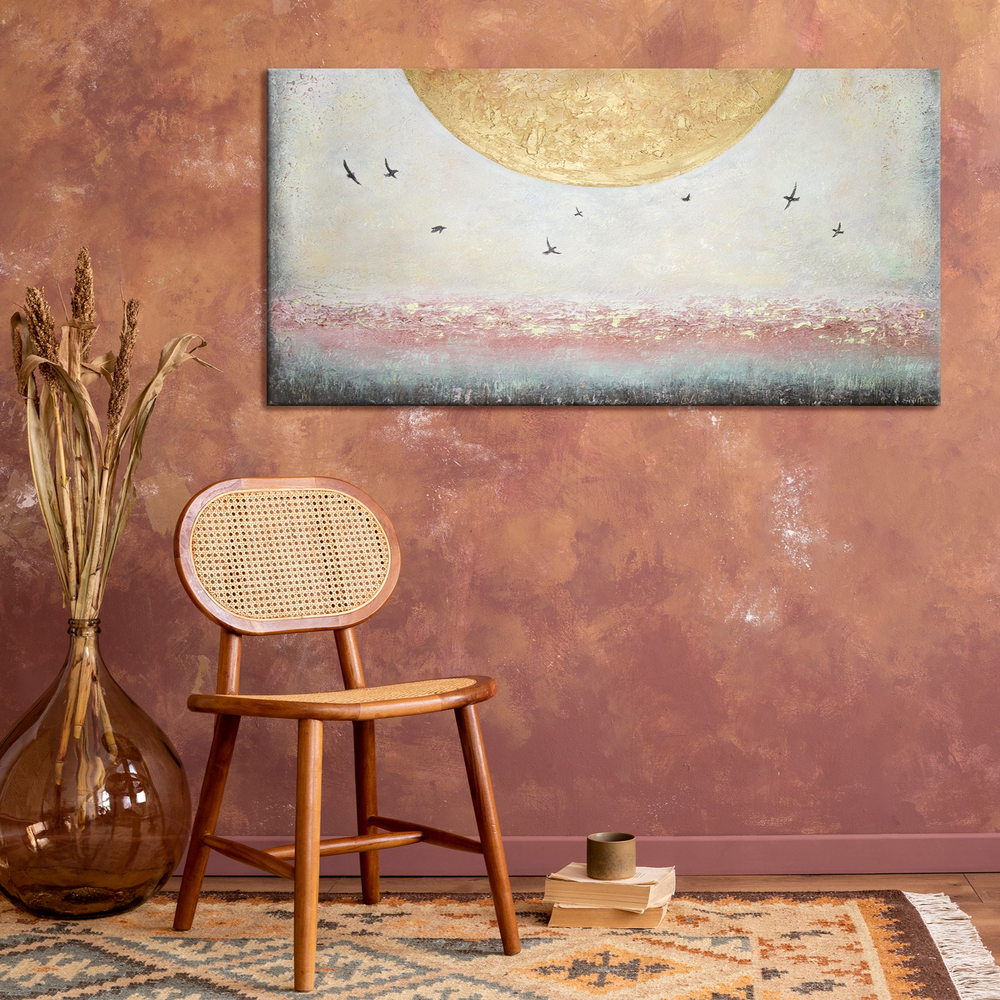 Abstract landscape painting with frame "Energy of sun"