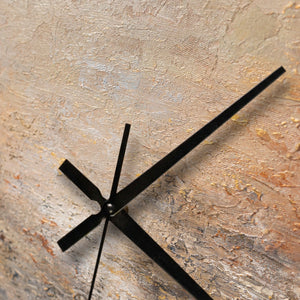 Unique Hand-Painted Wall Clock – Sand & Stone Abstract, Beige & Gold, 35×35 cm