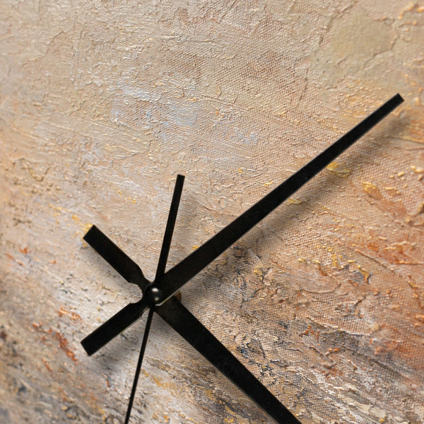 Unique Hand-Painted Wall Clock – Sand & Stone Abstract, Beige & Gold, 35×35 cm