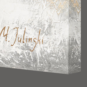 Textured acrylic painting with frame "Golden ribbon"