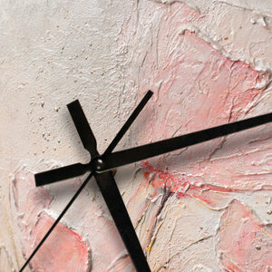 Unique Hand-Painted Wall Clock – Sculptural Pink Poppies, Silver Markers, 35×35 cm