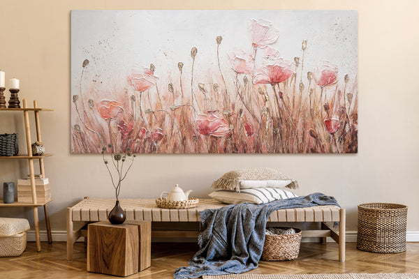 paintings of poppies in acrylic for living room