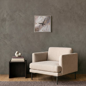 Unique Hand-Painted Wall Clock – Marble Effect White, Rose & Gold, 35×35 cm