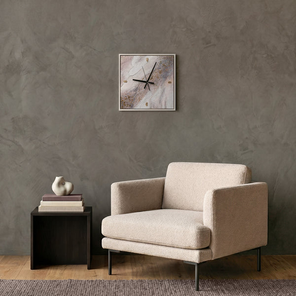 Unique Hand-Painted Wall Clock – Marble Effect White, Rose & Gold, 35×35 cm