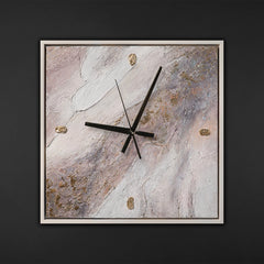 Unique Hand-Painted Wall Clock – Marble Effect White, Rose & Gold, 35×35 cm
