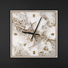 Unique Hand-Painted Wall Clock – White & Gold Palette Knife Relief, 35×35 cm