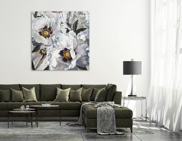 abstract flower painting office wall art