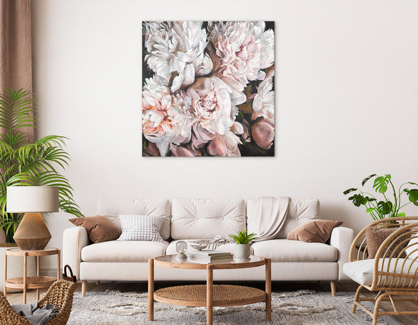 Wall art framed canvas painting "Bouquet of Peonies"