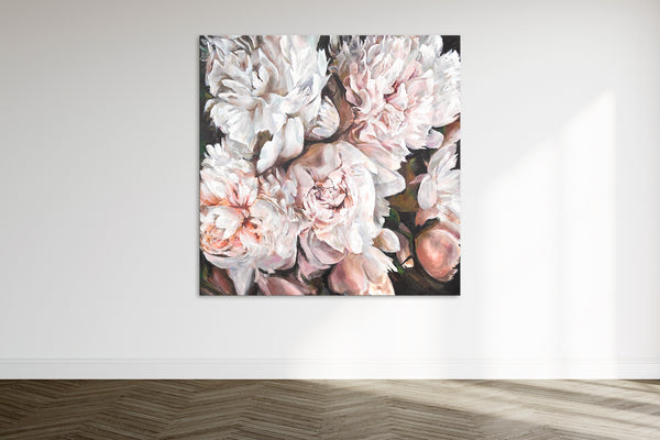 Wall art framed canvas painting "Bouquet of Peonies"