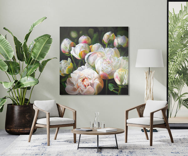 abstract flower painting office wall art