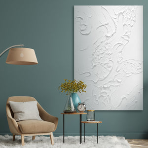 white textured wall art