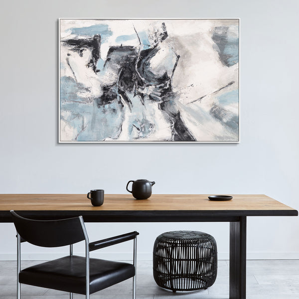 Wall art painting with frame "Silver waves II"