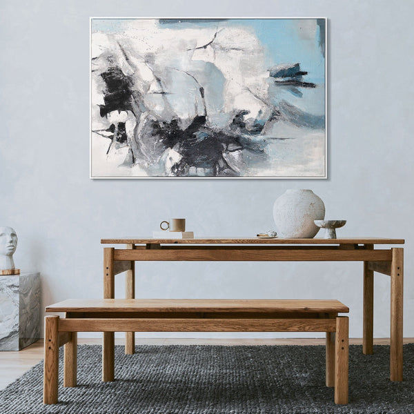 Framed modern wall art for living room "Snow swirls II"