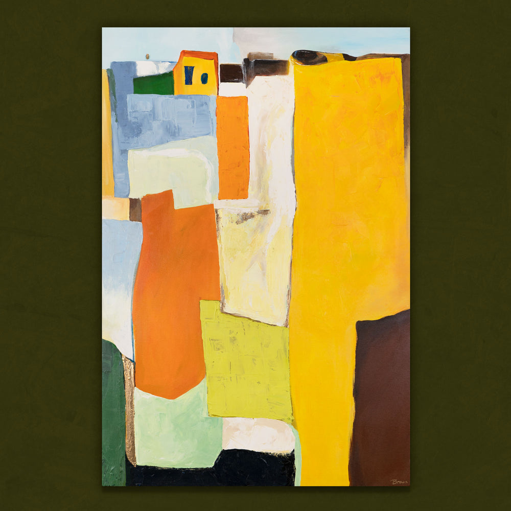 Farbenfrohes Acrylgemälde Stadtumrisse moderne Wanddeko Leinwand