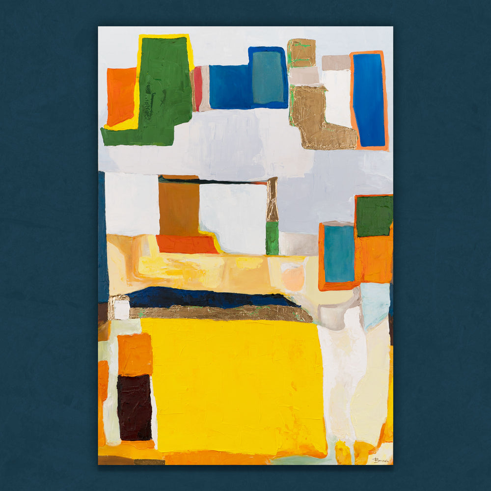 Abstraktes Acrylgemälde Stadtmosaik moderne Wanddeko Leinwand