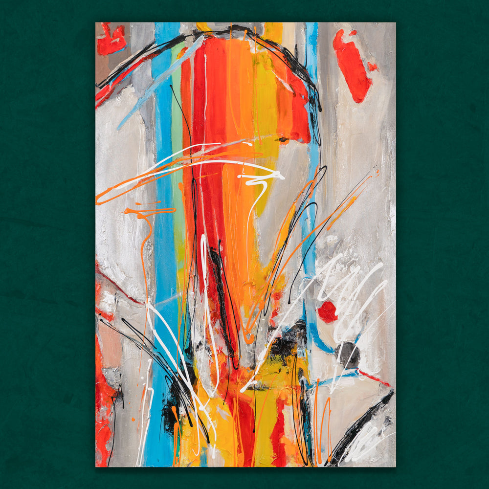 Gesamtansicht farbenfrohes Acrylgemälde Farbenergie auf Leinwand