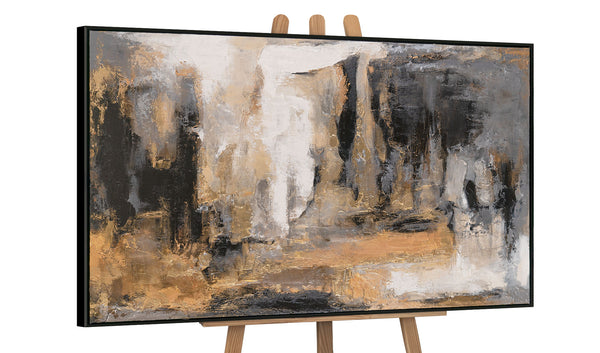 Abstract large painting with frame "Shadows and gold II"