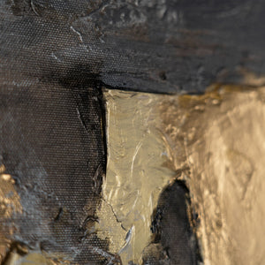 Nahaufnahme goldener Strukturen auf Acrylgemälde