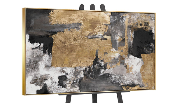 Large living room wall art with frame "Gold fragments II"