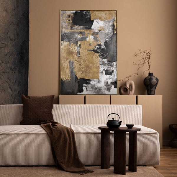 Framed acrylic artwork for living room "Gold fragments"