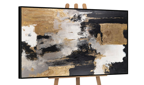 Framed abstract living room painting "Gold accents II"