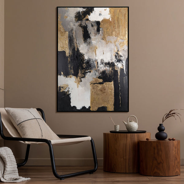 Large living room wall painting with frame "Gold accents"