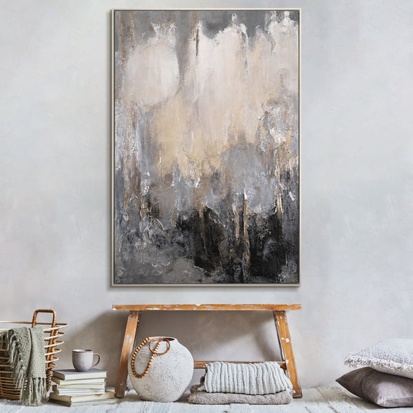 Framed large painting for living room "Shining fog"