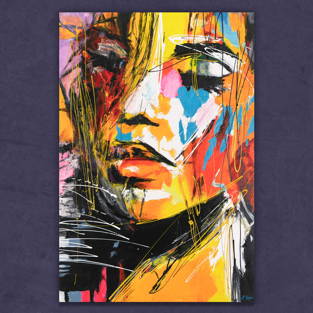 Abstraktes Acrylbild moderne Wandkunst farbenfrohes Portrait