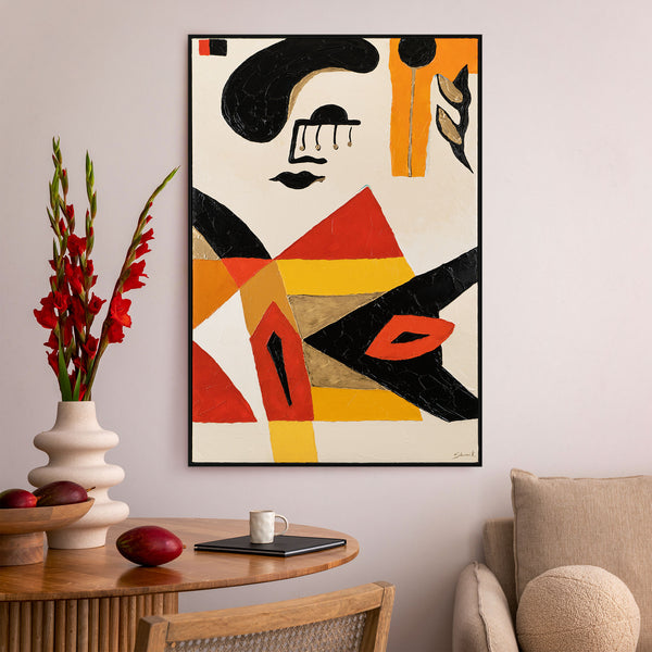 Framed large wall painting for living room "Geometry of emotions"