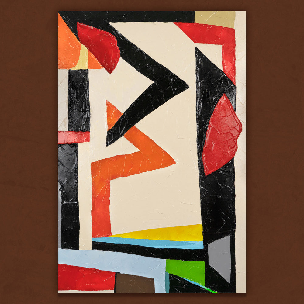 Abstrakte Komposition mit geometrischen Flächen in Acryl auf Leinwand
