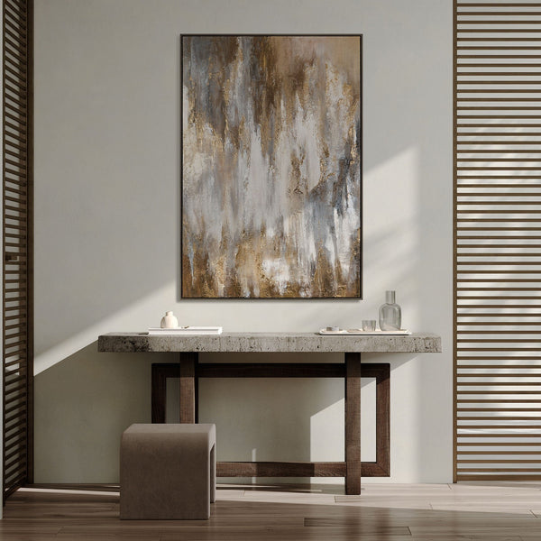 Framed modern wall art painting "Golden mist"