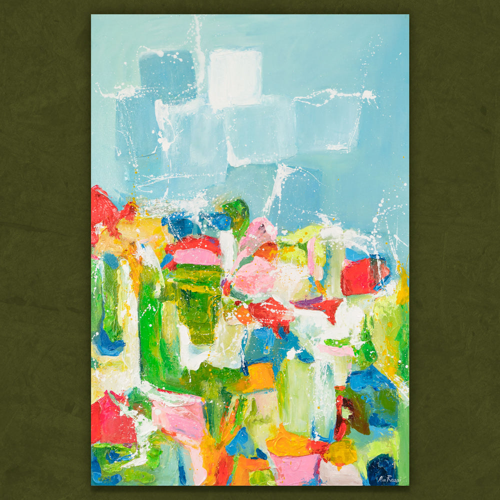 Farbenfrohe Landschaft Acryl Gemälde modern abstrakt auf Leinwand