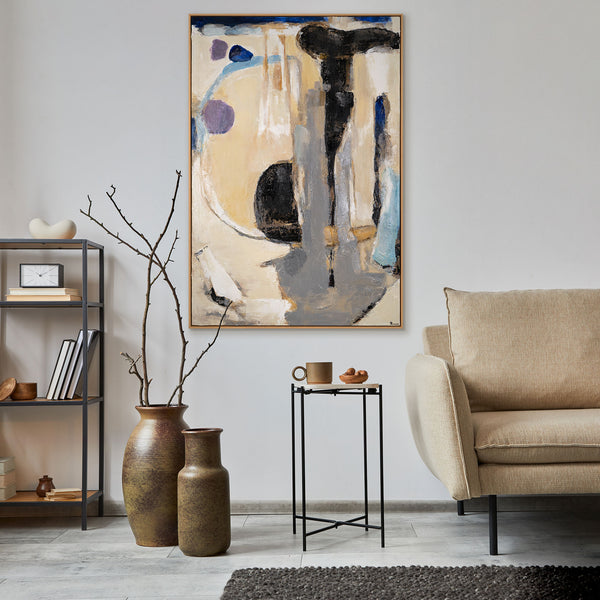 Framed abstract living room artwork "Shapes and shadows"