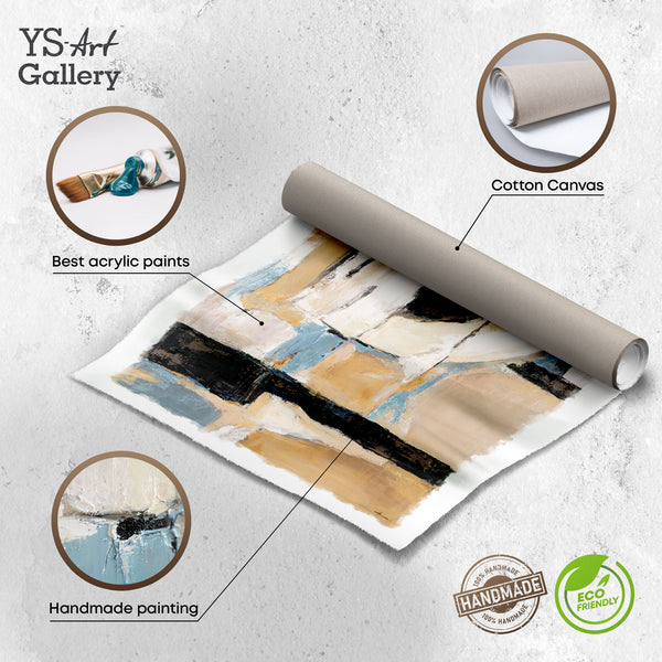 Acryl Gemälde auf Leinwand gerollt – Struktur, Gold, Beige