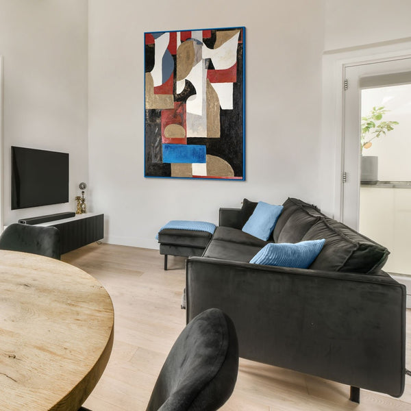 Large wall art for living room with frame "Abstract forms"