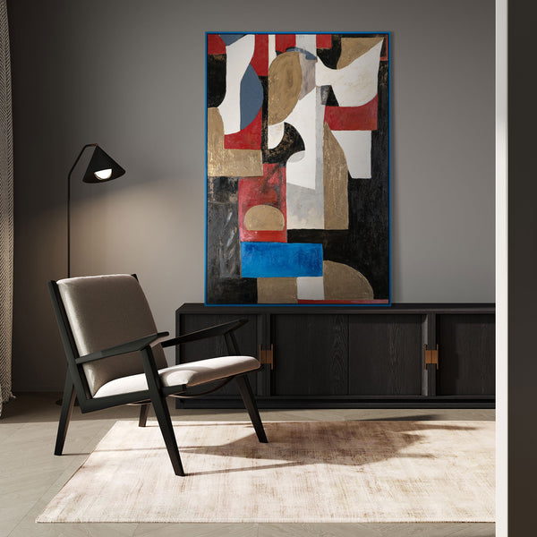 Large wall art for living room with frame "Abstract forms"