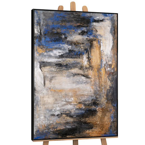 Large abstract canvas painting with frame "Night tide"